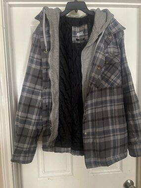 Grizzly Men's Gray Plaid Hooded Field Jacket